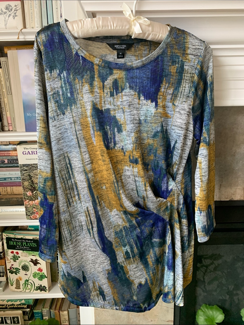 Simply Vera Vera Wang Abstract Blue, Mustard & Gray Long-Sleeve Top